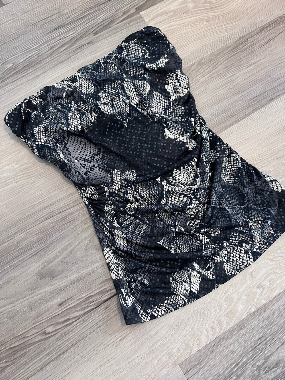 Express Black Tube-top with Snakeskin Print
